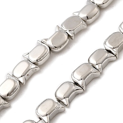 с Платиновым Покрытием Стеклянные бусины с гальваническим покрытием , голова кошки , с покрытием платиным, 6.5x7x4 мм, отверстие : 0.9 мм, около 60 шт / нитка, 16.06'' (40.8 см)