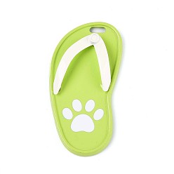 Зелено-Желтый Спрей окрашены сплава большие кулоны, тапочка с рисунком в виде лапы, без кадмия, без никеля и без свинца, зеленый желтый, 60x30x8 мм, отверстие : 7x3 мм
