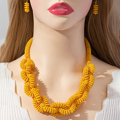 Золотистый Комплекты из серег и ожерелий из бисера в богемном стиле, комплекты ювелирных изделий из сплава для женщин, золотые, ожерелья: 19.69 дюйм (50 см)