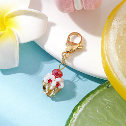 Красный Украшения из стеклянных бусин, с 304 из нержавеющей стали Lobster Claw застежками, чашка для мороженого, красные, 35 мм