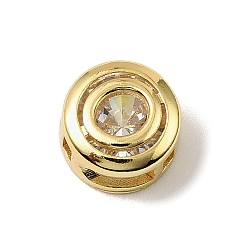 Letter O Латунные микро проложить кубического циркония многожильных ссылки, плоские круглые с буквы, реальный 18 k позолоченный, Письмо O, 10x6.5 мм, отверстие : 5x3 мм