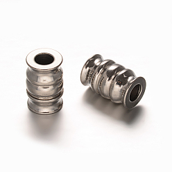 Нержавеющая Сталь Цвет Столбец 201 из нержавеющей стали бусины, Большая дыра с отверстиями, цвет нержавеющей стали, 10x15 мм, отверстие : 5 мм