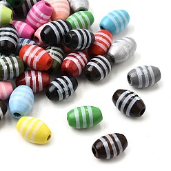 (52) Непрозрачная лаванда Набивные шима деревянные бусины, рис, разноцветные, 12x8 мм, отверстие : 3 мм