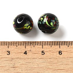 Черный Бусины лэмпворк , круглые, чёрные, 12.5x12 мм, отверстие : 1.8 мм