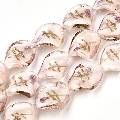 Лавандовый румянец Бусины ручной работы бусины золотого песка, твист, лавандовый румянец, 20~21x15~16x8~10 мм, отверстие : 1~1.4 мм