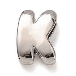 Letter K Латунные бусины, долговечный, стойки покрытие, без свинца и без кадмия, платина, Письмо K, 21x14.5x6 мм, отверстие : 18x4 мм