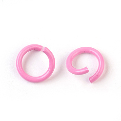 Hot Pink Iron Jump Rings, Open Jump Rings, Hot Pink, 17 Gauge, 8~8.5x1.2mm, Inner Diameter: 5~6mm