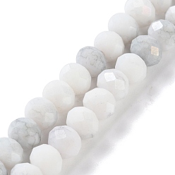 Гейнсборо Стеклянные бусины с гальваническим покрытием , граненые, круглые, светло-серые, 7.5~8x7.5~8 мм, отверстие : 1.2 мм, около 63~70 шт / нитка, 15.35'' (39 см)