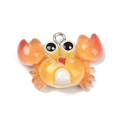 Краб Подвески из смолы в виде морских организмов, с платиновыми тоновыми железными петлями, краб, 18x26x7.5 мм, отверстие : 2 мм