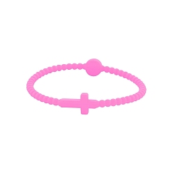 Фиолетовый Детские силиконовые эластичные браслеты с крестом для девочек и мальчиков, фиолетовые, 7-5/8 дюйм (19.5 см)