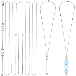 Платиновый & Цвет Нержавейки 6 шт. 304 ожерелья из нержавеющей стали с цепочкой, с 6шт. железных прутьев, брелоков с бусинами, платины и нержавеющая сталь цвет, колье: 23.6 дюйм (60 см)