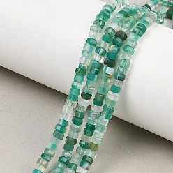 Натуральный Агат Природный агат бисер нитей, окрашенная и подогревом, граненые, шестиугольник, зелёные, 4x4x2~2.5 мм, отверстие : 0.9 мм, около 156 шт / нитка, 15.24'' (38.7 см)