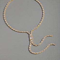 Настоящее золото 18K Теннисная цепочка Y для женщин из нержавеющей стали с блестящими прозрачными кубическими циркониями, реальный 18 k позолоченный, 15.75 дюйм (40 см)