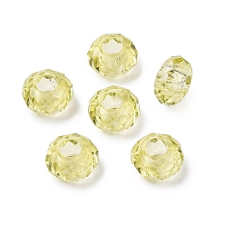 Зелено-Желтый Стеклянные шампала бусины, бусины с большим отверстием, Без металлического сердечника, рондель, зеленый желтый, 14x8 мм, отверстие : 5 мм