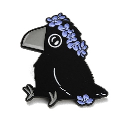 Васильковый Эмалированные значки с изображением вороны и цветка, Покраска черных металлических значков для рюкзаков и одежды, васильковый, 32.5x35 мм