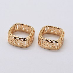 Light Gold Латунь пришить настройки зубца, филигранные оправы с открытой спиной для заостренных страз, квадратный, золотой свет, лоток : 14x14 мм, 16.5x16x7 мм
