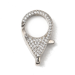 Платина Застежки-клешни из прозрачной латуни с кубическим цирконием, без кадмия, без никеля и без свинца, платина, 24x14.5x5.5 мм, отверстие : 6.5x2 мм