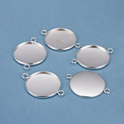Серебро 201 из нержавеющей стали параметров соединителя кабошон, чашки безель с краями, плоско-круглые, серебряные, лоток : 25 мм, 36x27x2 мм, отверстие : 3 мм