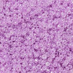 Violet Glass Seed Beads, Ceylon, Round, Violet, 2mm, Hole: 1mm, about 30000pcs/pound