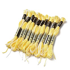 Yellow 10 Skeins 6-Ply Polyester Embroidery Floss, Cross Stitch Threads, Segment Dyed, Yellow, 0.5mm, about 8.75 Yards(8m)/skein