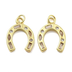 Настоящее золото 18K Латунные микро проложить кубического циркония подвески, без кадмия, без никеля и без свинца, подковы прелести, с целью перехода в кольце, реальный 18 k позолоченный, 21.5x16x2.5 мм, отверстие : 3.5 мм