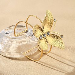 Настоящее золото 18K Ионное покрытие (IP) 304 браслеты-манжеты из нержавеющей стали для женщин, с корковым стразом, бабочка, реальный 18 k позолоченный, внутренний диаметр: 2-1/2 дюйм (6.5 см)