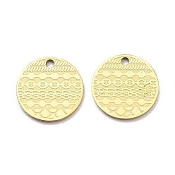 Настоящее золото 18K Ионное покрытие (ip) 304 брелоки из нержавеющей стали, плоский круглый шарм, реальный 18 k позолоченный, 14x1 мм, отверстие : 1.6 мм