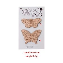 Цвет Древесины Деревянная магнитная иголка в виде бабочки, магнитный уловитель, для принадлежностей для вышивки крестом, деревесиные, 100x60x8 мм, 2 шт / комплект