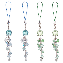 (52) Непрозрачная лаванда 4шт 2 стиль стеклянные и акриловые мобильные ремешки, цветок, разноцветные, 155 мм