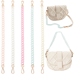 (52) Непрозрачная лаванда 5 шт 5 цвета акриловые имитация желе панцирные цепочки звенья кошелек цепи, с поворотной застежкой из сплава, разноцветные, 45 см, 1 шт / цвет