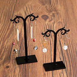 Schwarz Acryl-Ohrring-Display-Sets, Schmuck-Display-Rack, Schmuckbaumständer, Schwarz, 6.8x11~13 cm, 2 Stück / Set