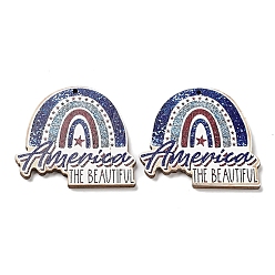Радуга Большие кулоны из дерева, Радуга со словом Америка красивая, 41.5x45x2.5 мм, отверстие : 1.6 мм