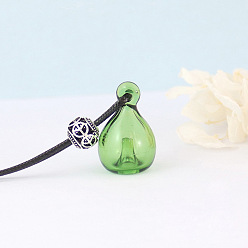 Светло-зеленый Ожерелье с подвеской из стеклянного флакона духов с восковым шнуром для женщин, светло-зеленый, Кулон : 38x16 мм, 17.72 дюйм (45 см)