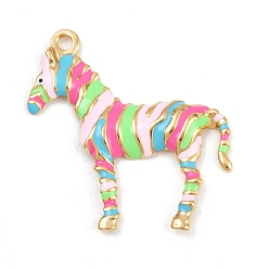 Разноцветный 304 нержавеющей стальной эмали подвески, зебра, реальный 18 k позолоченный, ионное покрытие (ip), красочный, 43x43x4 мм, отверстие : 3 мм