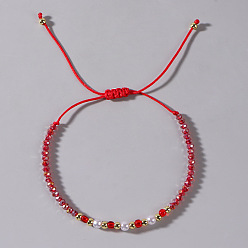 Красный Элегантные браслеты из плетеного бисера с имитацией жемчуга, стекла и латуни для женщин., рондель, красные, 11.02 дюйм (28 см)