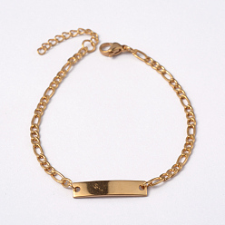 Золотой 304 из нержавеющей стали ID браслеты, с карабин-лобстерами , золотые, 7-1/8 дюйм (180 мм)