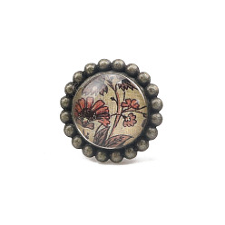 Цветок Плоские круглые ручки для стеклянных ящиков, со сплавом, шкаф тянет ручки, аксессуары для дверных ручек, цветок, 42x35 мм