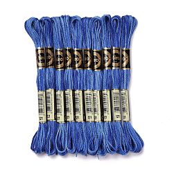 Bleu Acier 10 écheveaux 6 fil à broder en polyester à plusieurs épaisseurs, fils de point de croix, segment teint, bleu acier, 0.5mm, environ 8.75 yards (8m)/écheveau