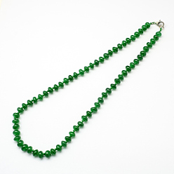 Малайский Нефрит Модно драгоценный камень бисера ожерелья, с платиновый оттенок цинковый сплав омара застежками, Malaysia нефрита, 18.5 дюйм (47 см)