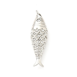 Платина Покрытие стойки латунь микропаве прозрачные подвески из кубического циркония, с целью перехода в кольце, без кадмия и без свинца, рыба, платина, 36x11x6 мм
