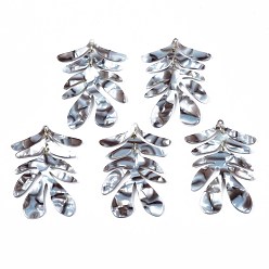 Стально-синий Ацетат целлюлозы (смола) большие подвески, лист, стальной синий, 57x41x2.5 мм, отверстие : 1.2 мм