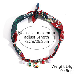 Темно-серый Рождественский Санта-Клаус из сплава эмали, смолы, стекла и пластика, жемчуга и стразов, шарф-чокер с кисточками, золотые, темно-серый, 28.35 дюйм (72 см)