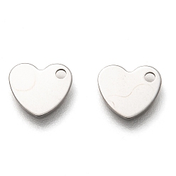 Нержавеющая Сталь Цвет Не тускнеющие 201 подвески из нержавеющей стали, лазерная резка, сердце, цвет нержавеющей стали, 8x9x0.7 мм, отверстие : 1.4 мм