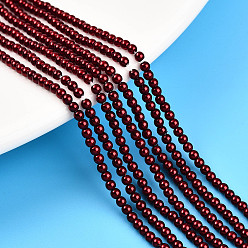 Темно-Красный Выпечка из окрашенного перламутрового стекла жемчужные бусинки, круглые, темно-красный, 2 мм, отверстие : 0.6 мм, около 200~201 шт / нитка, 15.75 дюйм (40 см)