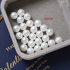 White DIY Handmade Jewelry Beads, Plastic Imitation Pearl Earring Material Beads, White, 8mm