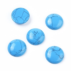 Синтетическая Бирюза Синтетических бирюзовый кабошон, полукруглый, 25x7 мм