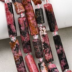 Родонит Природные родонит бисер нитей, колонка, с бисером, 14~30x6.5~7.5x6.5~7.5 мм, отверстие : 1 мм, около 13~15 шт / нитка, 15.87'' (40.3 см) ~ 16.06'' (40.8 см)