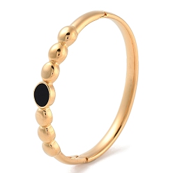 Черный Ионное покрытие (IP) 304 браслеты на шарнирах из нержавеющей стали для женщин, овальные, золотые, чёрные, внутренний диаметр: 2-3/8x2 дюйм (6x5.2 см), 10 мм