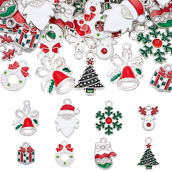 Платина 80шт 8 стили рождественские подвески из сплава с эмалью, разнообразные, платина, 13.5~25x10~19x1~3 мм, отверстие : 1.6~2 мм, 10 шт / стиль