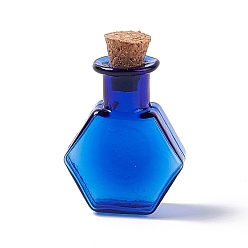 Синий Шестигранный кукольный домик миниатюрные стеклянные пробки бутылки орнамент, стеклянные пустые бутылки желаний для украшения кукольного дома, синие, 3 см, Бутылка: 25x20.5x8.5 мм